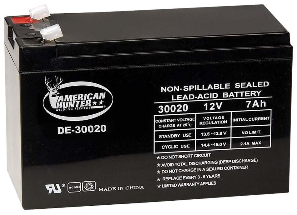 American Hunter DE30020 12V 7 AMP HR Rechargeable Battery for Game Feeders Black