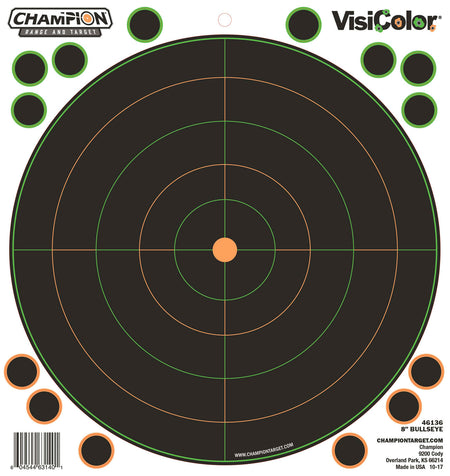 Champion VisiColor 8" Bullseye Adhesive Paper Targets Black/White 5-Pack