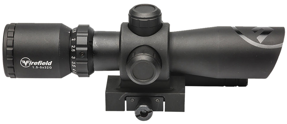 Firefield Barrage 1.5-5x32mm Riflescope with Green Laser Illuminated Red/Green Mil-Dot Reticle and Mounting Rings