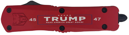 CobraTec Trump 45/47 USA Flag OTF Auto Knife Red D2 Steel