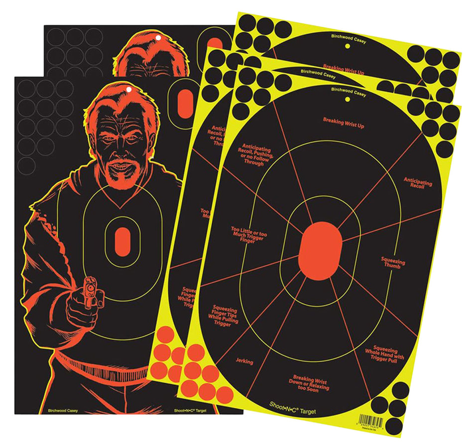 Birchwood Casey Shoot-N-C 12x18 Inch Combo Reactive Target Self-Adhesive 5 Pack