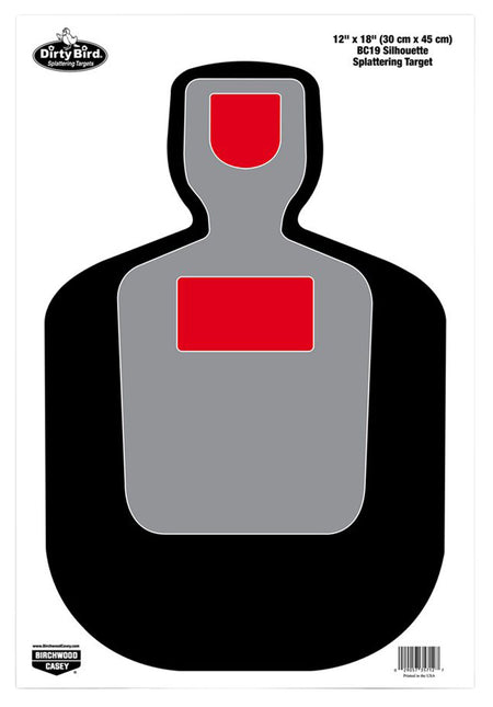Birchwood Casey 35717 Dirty Bird Pistol Silhouette Splatter Tagboard Targets 12"x18" 8-Pack