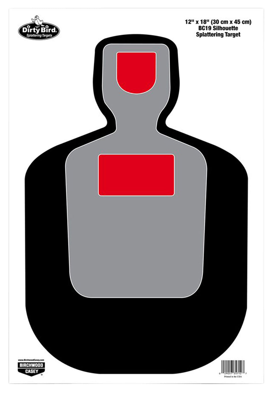 Birchwood Casey 35717 Dirty Bird Pistol Silhouette Splatter Tagboard Targets 12"x18" 8-Pack