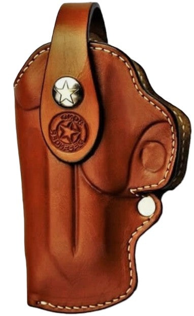 Bond Arms 4.25" Barrel RH Premium Leather Clip Holster Tan White Stitch
