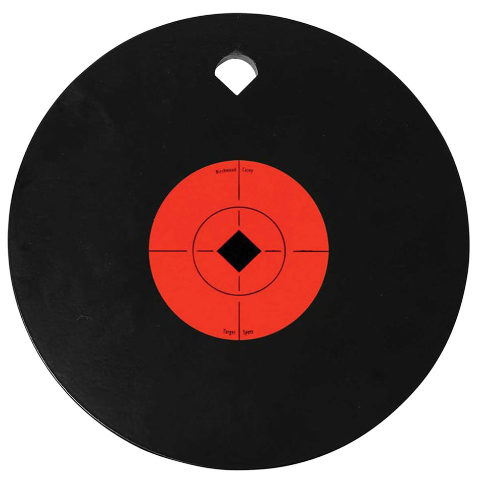 Birchwood Casey 47614 AR500 Steel 10" Single Hole Hanging Gong Target Black/Orange 0.38" Thick