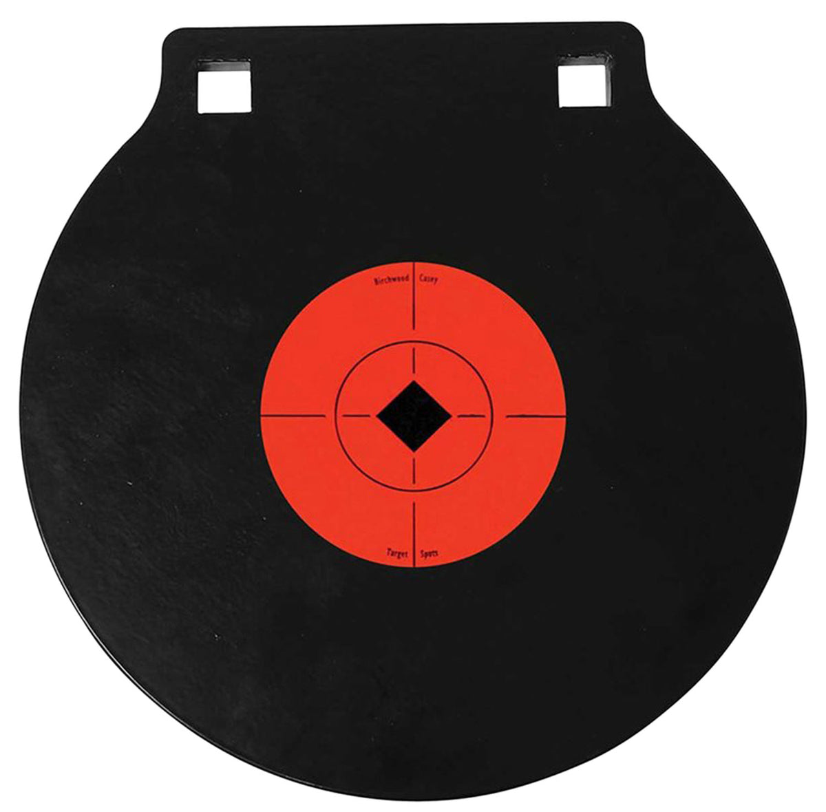 Birchwood Casey 47615 AR500 Steel 10" Double Hole Hanging Gong Target Black/Orange 0.38" Thick