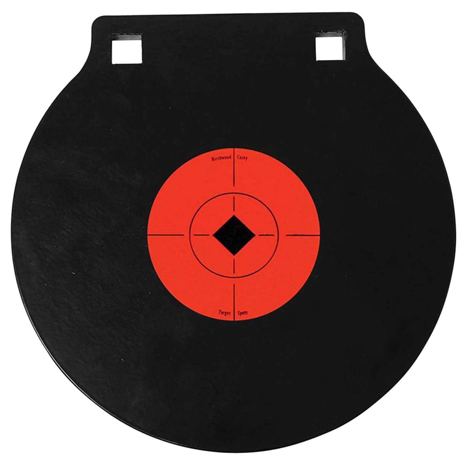 Birchwood Casey 47615 AR500 Steel 10" Double Hole Hanging Gong Target Black/Orange 0.38" Thick