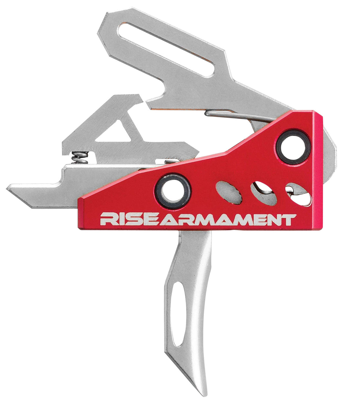 Rise Armament RA-535 APT Straight Single-Stage Trigger 3.50 lbs Draw Weight Silver/Red Hardcoat Anodized AR Platform
