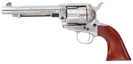 Taylors & Company 550929 1873 Cattleman .357 Mag Revolver with 5.50" Barrel, 6-Round Cylinder, White Floral Engraved Steel Finish & Walnut Grip
