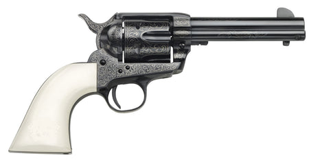 Taylors & Company 200059 1873 Cattleman Outlaw Legacy .357 Mag Revolver, 4.75" Barrel, 6-Round Cylinder, Blued Engraved Steel Finish, Ivory Synthetic Grip