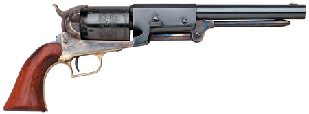 Taylors & Company 550859 1847 Walker Uberti .44 Cal 6-Shot Percussion Revolver - 9" Blued Round Barrel, Color Case Hardened Frame, Walnut Grip