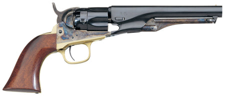 Taylors & Company 550799 1862 Pocket Police Uberti 36 Cal 5 Shot Percussion 5.50" Blued Round Barrel, Blued Cylinder, Color Case Hardened Steel Frame, Walnut Grip