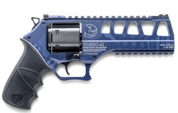 Chiappa Firearms CF340349 Rhino 60SAR *CA Compliant Limited Edition L Frame 44 Mag 6 Shot 6" Navy Blue Steel Barrel & Cylinder, Navy Blue Alloy Frame, Hogue Grip