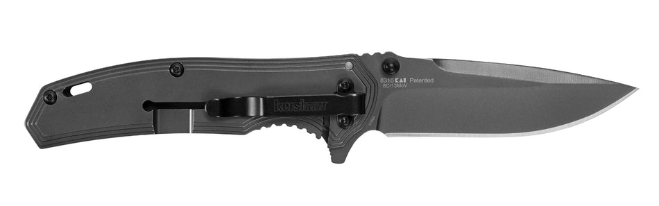 Kershaw Fringe 8310 3" Folding Plain Drop Point Gray TiN Coated 8Cr13MoV SS Blade Black/Gray Carbon Fiber Steel Handle