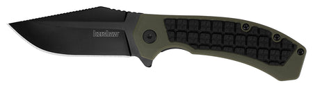 Kershaw Faultline 8760 3" Folding Plain Drop Point Black Oxide 8Cr13MoV SS Blade OD Green Glass-Filled Nylon Overmold Handle
