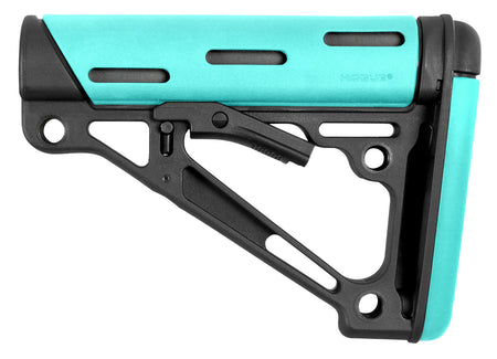 Hogue 13440 OverMolded Collapsible Buttstock for AR-15/M16, Aqua Finish, Fits Mil-Spec Buffer Tube