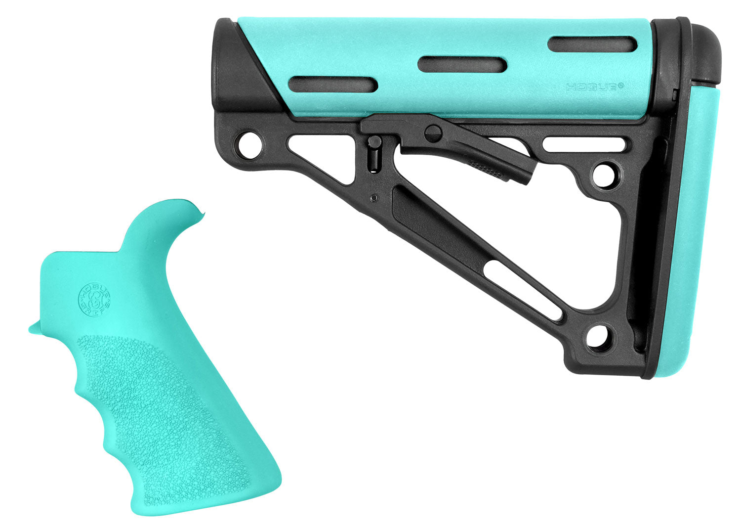 Hogue OverMolded 2-Piece Buttstock and Grip Kit Aqua AR15 Commercial Tube 13455