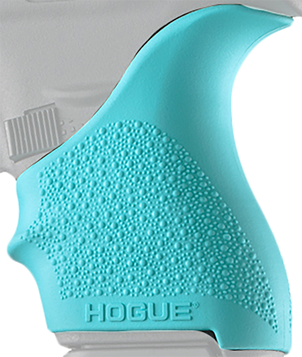 Hogue 18204 Glock 42/43 HandAll Beavertail Grip Sleeve, Aqua Blue Rubber with Finger Grooves