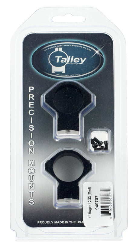 Talley 940707 1" Scope Ring Base Combo Medium Rings Ruger 10/22 Black Anodized