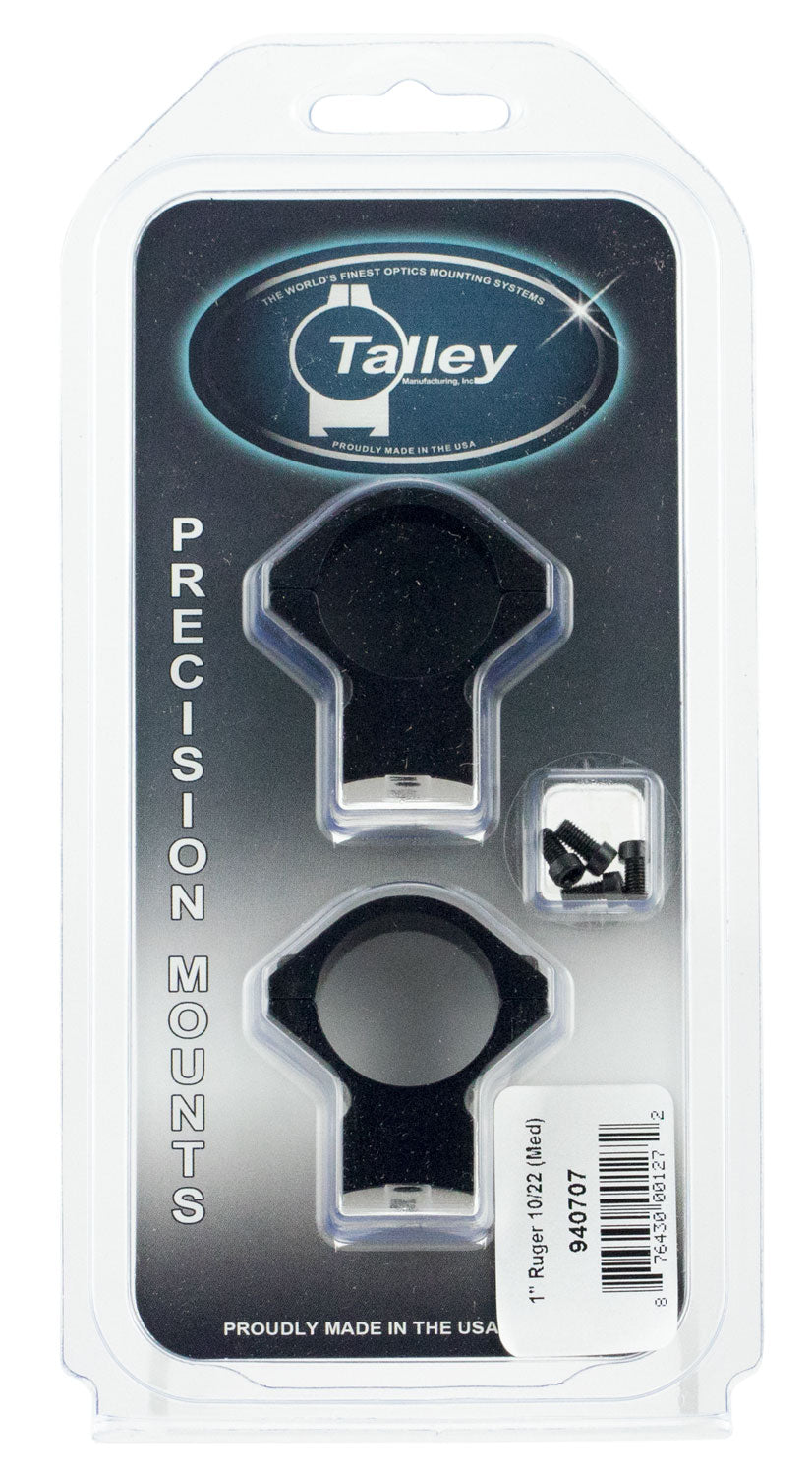 Talley 940707 1" Scope Ring Base Combo Medium Rings Ruger 10/22 Black Anodized