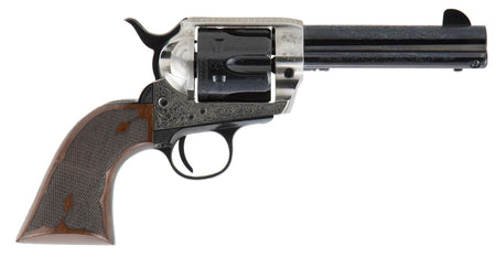 Cimarron Frontier Pre-War 1896-1940 .45 Colt Revolver, 6-Shot, 4.75" Blued Barrel & Cylinder, Old Silver Engraved Frame, Checkered Walnut Grip