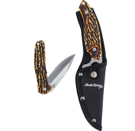 Uncle Henry Fixed Blade & Folding Knife 2 Piece Set Staglon Satin