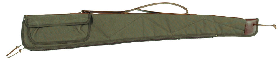 Bob Allen 14533 44" Green Canvas Shotgun Case Quilted Lining Leather Back Strap & Nylon Zipper