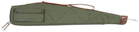 Bob Allen 14536 40" Green Canvas Rifle Case Quilted Flannel Lining Leather Back Strap & Nylon Zipper