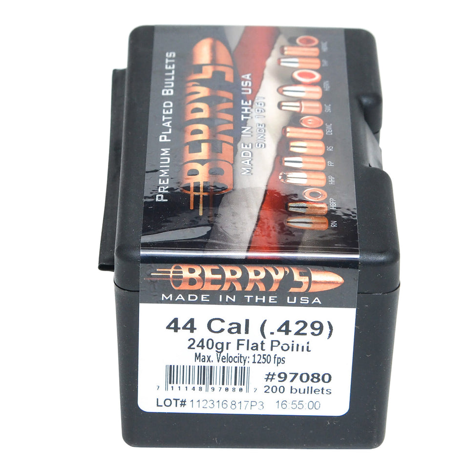 Berry's 97080 44 Cal 240gr Flat Point Reloading Bullets 200/Box