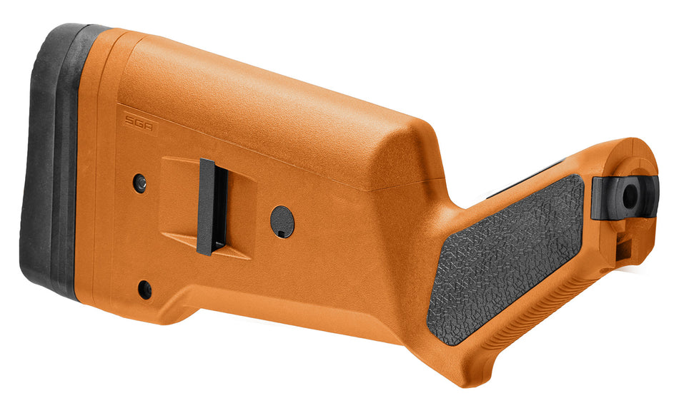 Magpul SGA Shotgun Buttstock Orange Synthetic, Ambidextrous, Fits Mossberg 500/590/590A1 (MAG490-ORG)