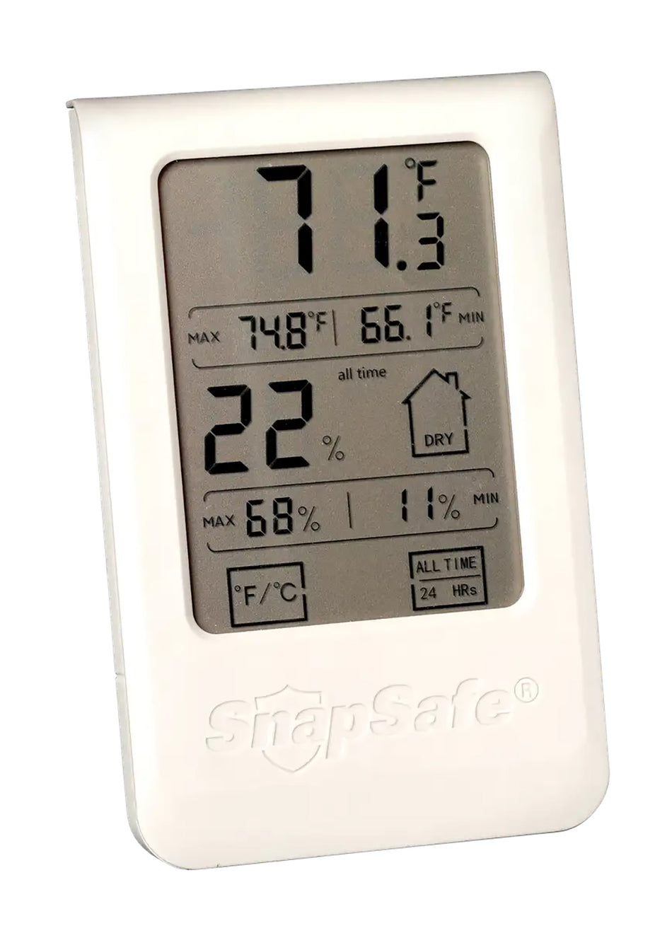 SnapSafe 75909 Safe Hygrometer with LCD Display Gray AAA Battery
