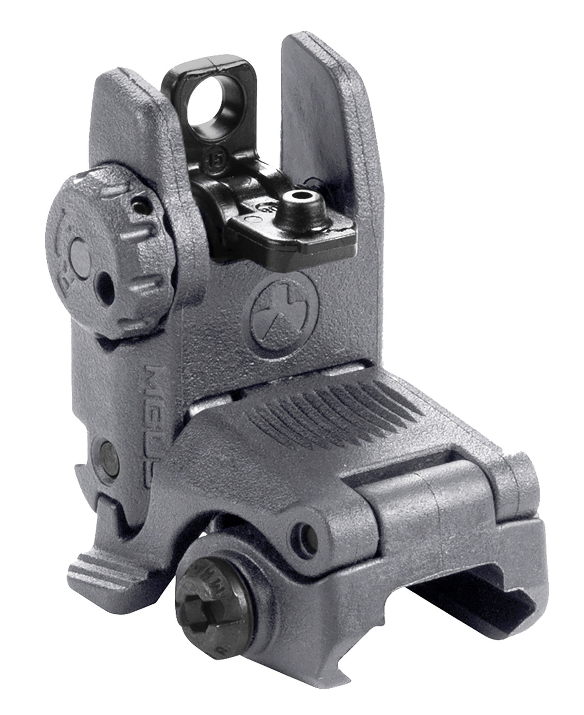 Magpul MBUS MAG248-GRY Polymer Spring-Loaded Flip-Up Rear Sight Gray AR-15