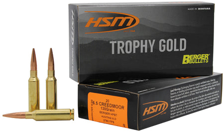 HSM 6.5mm Creedmoor 65CRD130VLD Trophy Gold Berger Hunting VLD Match 130 Grain