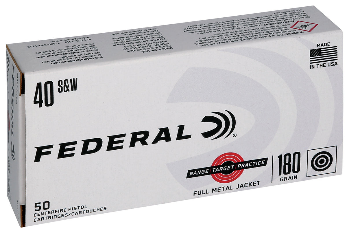 Federal .40 S&W RTP40180 Range & Target Full Metal Jacket FMJ 180 Grain