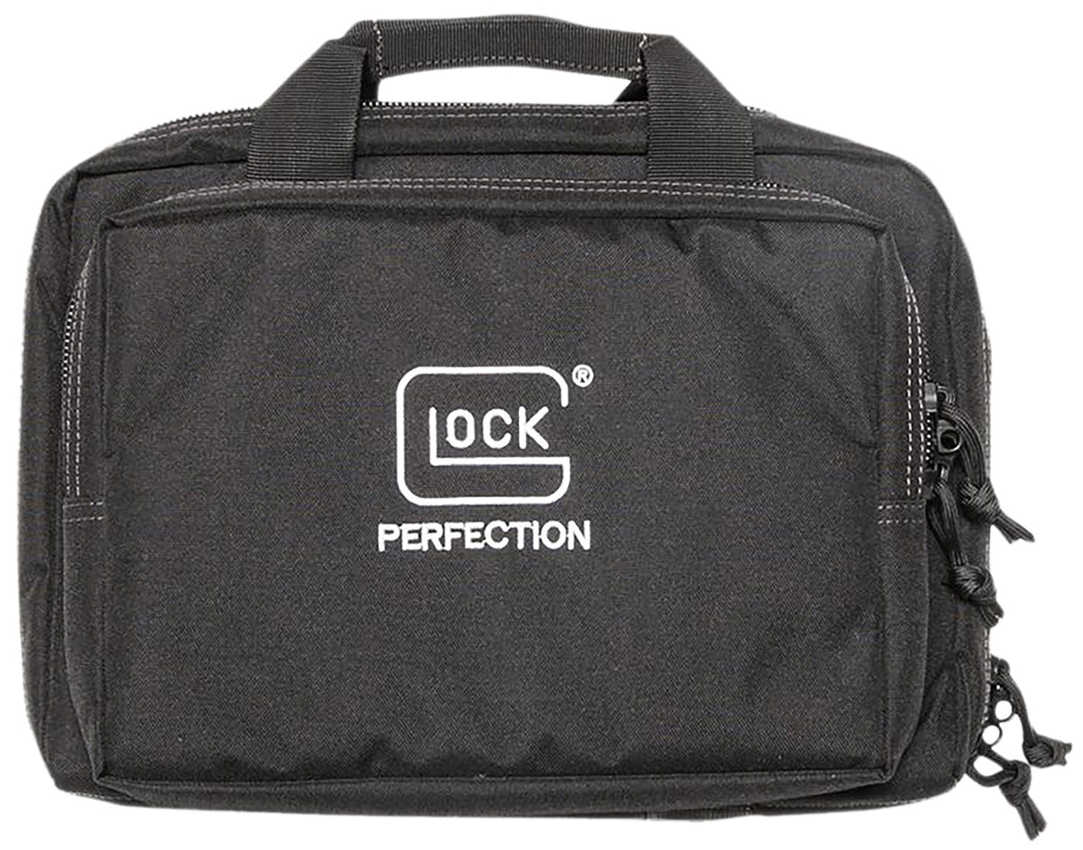 Glock AP60300 Black Double Pistol Case Dual Padded Compartments 5 Mag Holders 3 Zippered Pockets
