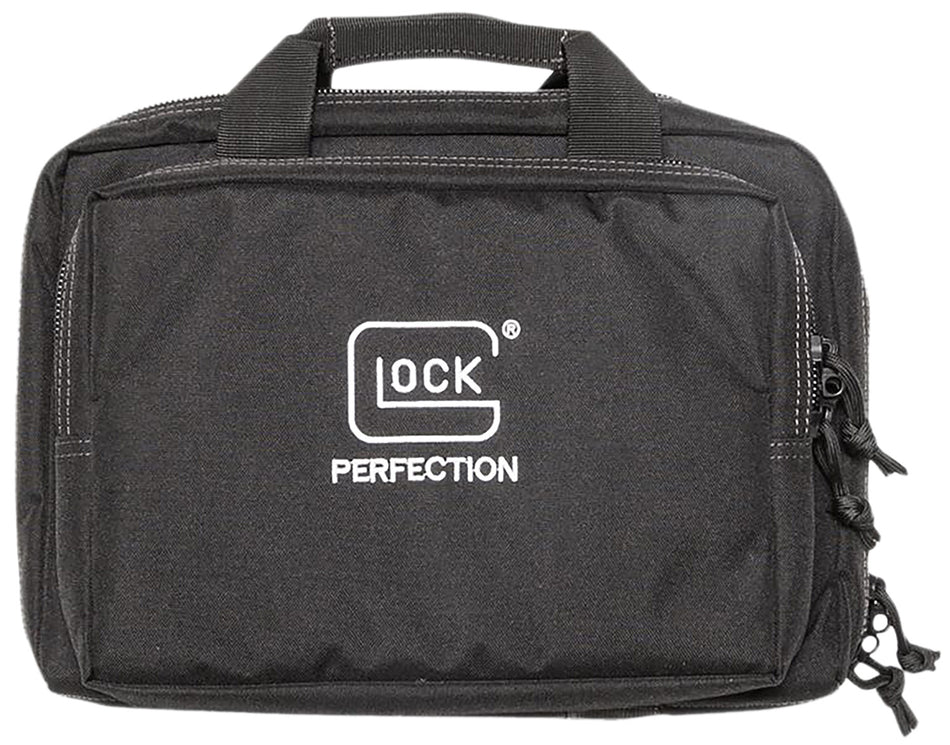 Glock AP60300 Black Double Pistol Case Dual Padded Compartments 5 Mag Holders 3 Zippered Pockets