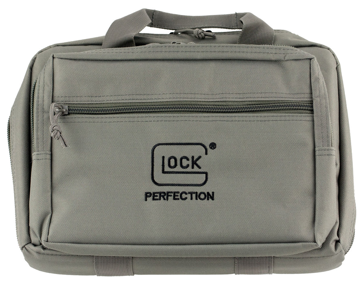 Glock AP60301 Gray Double Pistol Case Dual Padded Compartments 5 Mag Holders 3 Zippered Pockets