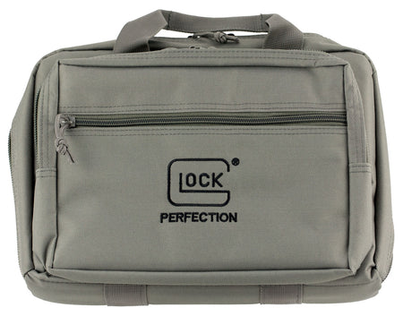 Glock AP60301 Gray Double Pistol Case Dual Padded Compartments 5 Mag Holders 3 Zippered Pockets