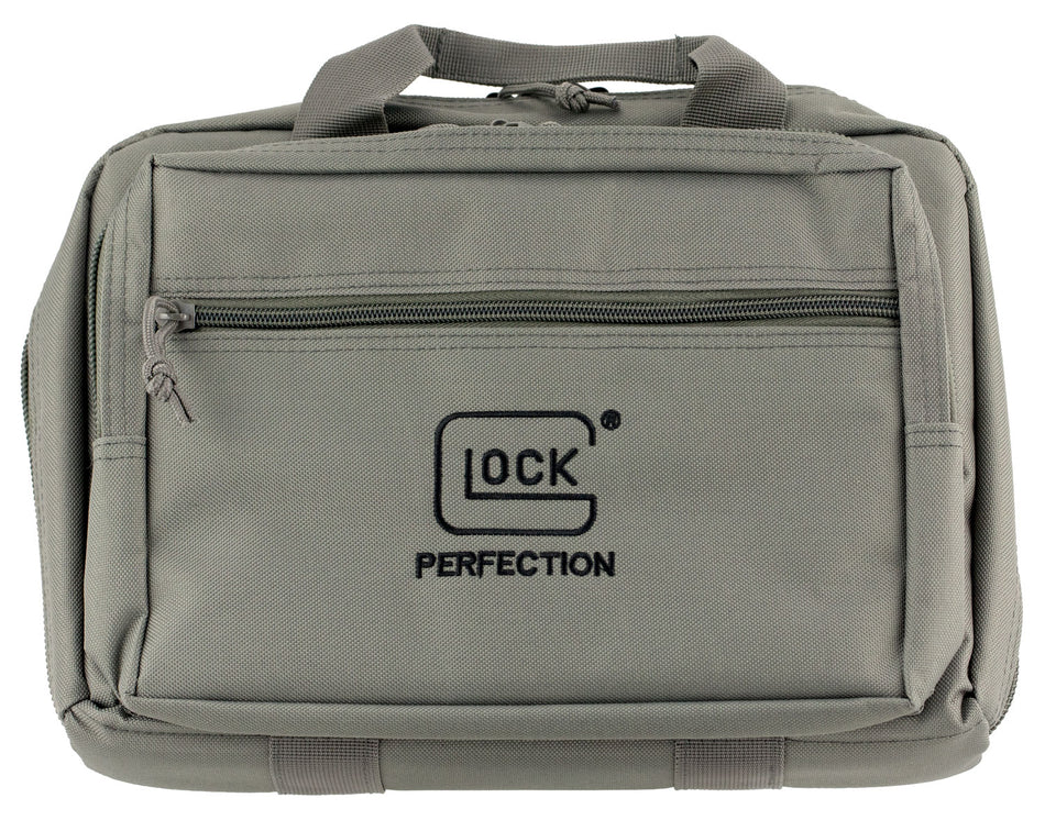 Glock AP60301 Gray Double Pistol Case Dual Padded Compartments 5 Mag Holders 3 Zippered Pockets