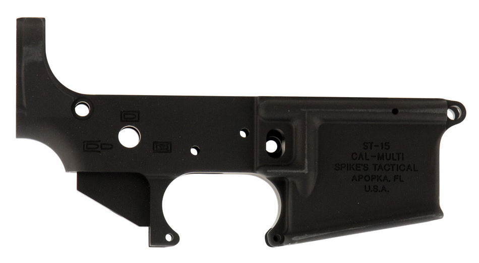 Spikes STLS045 No Logo Multi-Caliber Stripped Lower Receiver - 7075-T6 Aluminum AR-15