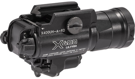 SureFire X400UH-A-RD Ultra Masterfire Rail Pistol Light Black Anodized 1000 Lumen LED/Red Laser