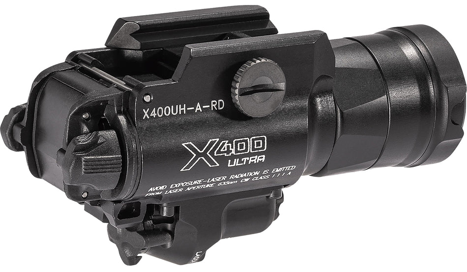 SureFire X400UH-A-RD Ultra Masterfire Rail Pistol Light Black Anodized 1000 Lumen LED/Red Laser