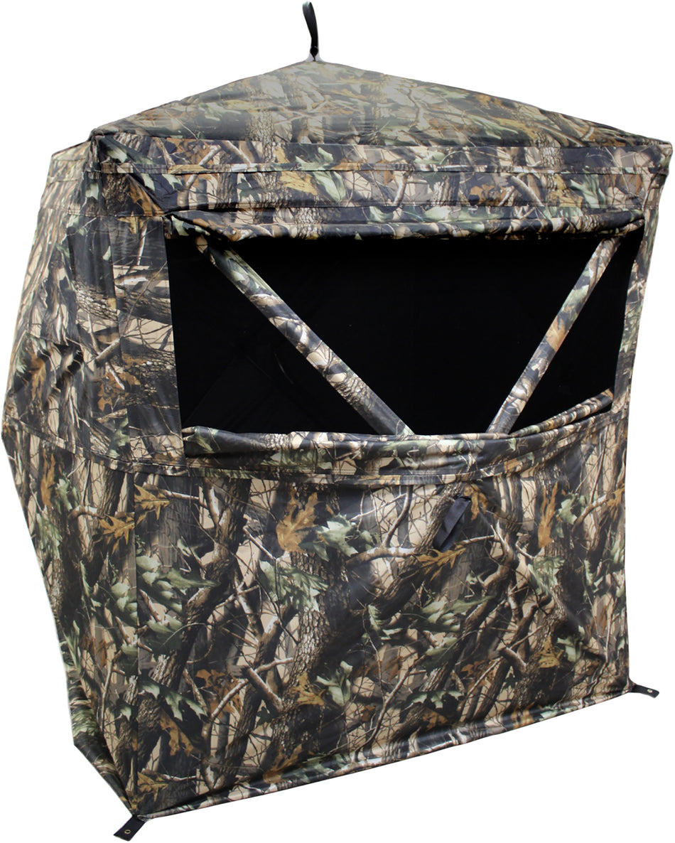 HME GRDBLND2 Two-Person Camo Pop-Up Hunting Ground Blind 150D Fabric