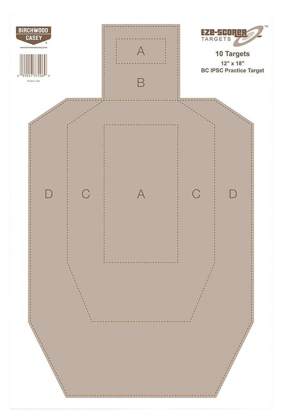 Birchwood Casey EZE-Scorer BC-IPSC Paper Hanging Practice Target 12x18 Inch Tan 100 Pack