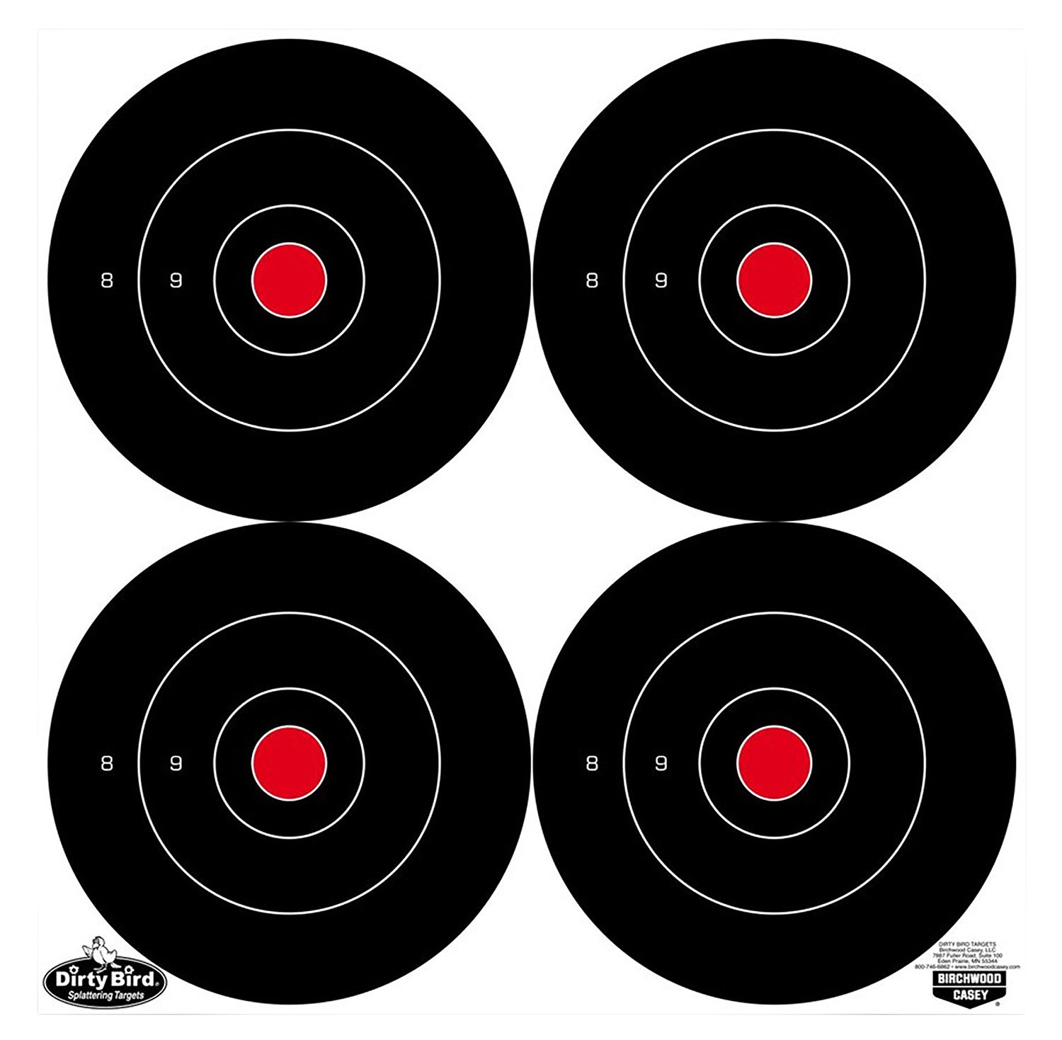 Birchwood Casey Dirty Bird 6 Inch Bullseye Tagboard Hanging Target Black/White 100 Pack