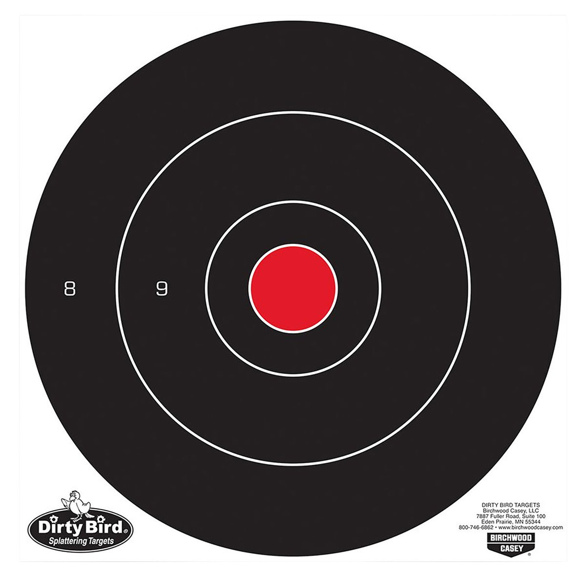 Birchwood Casey Dirty Bird 12 Inch Bullseye Tagboard Hanging Target Black/Red 100 Pack