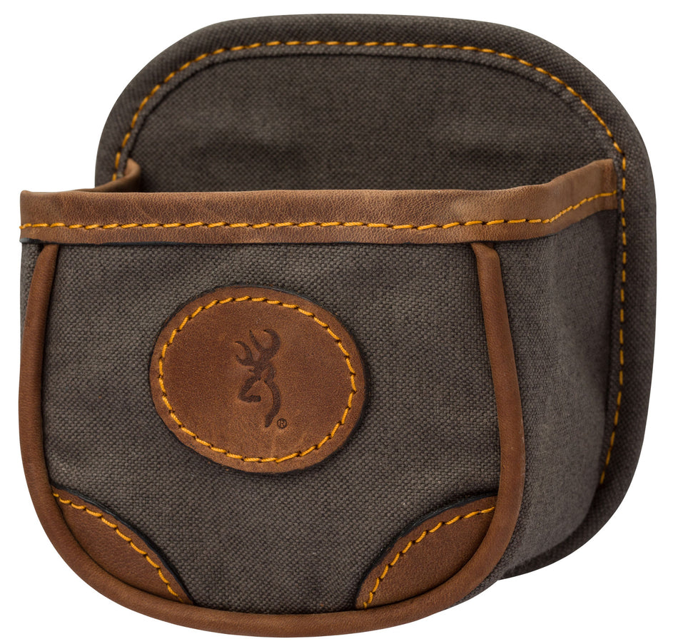 Browning Lona Flint Canvas Leather One-Box Shell Carrier with Belt Clip Mount