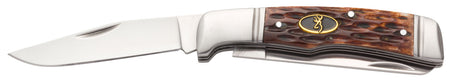 Browning 3220012 Joint Venture Slip Joint Folding Knife Brown Jigged Bone Handle 8Cr13MoV Stainless Steel