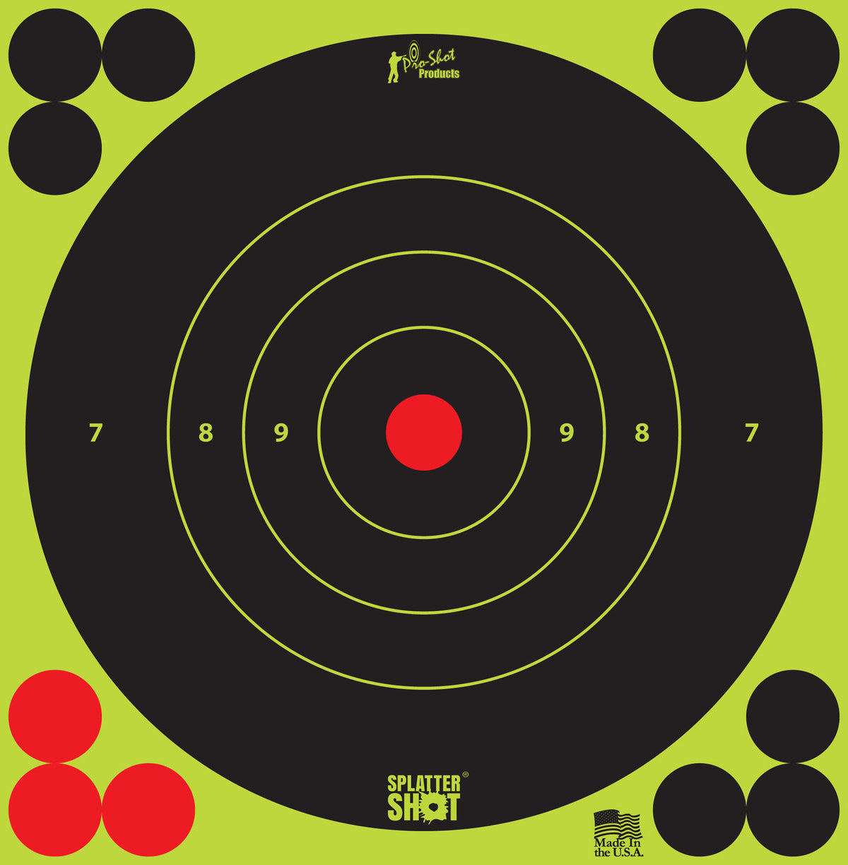 Pro-Shot SplatterShot Peel and Stick 6" Bullseye Target Black Green 12-Pack