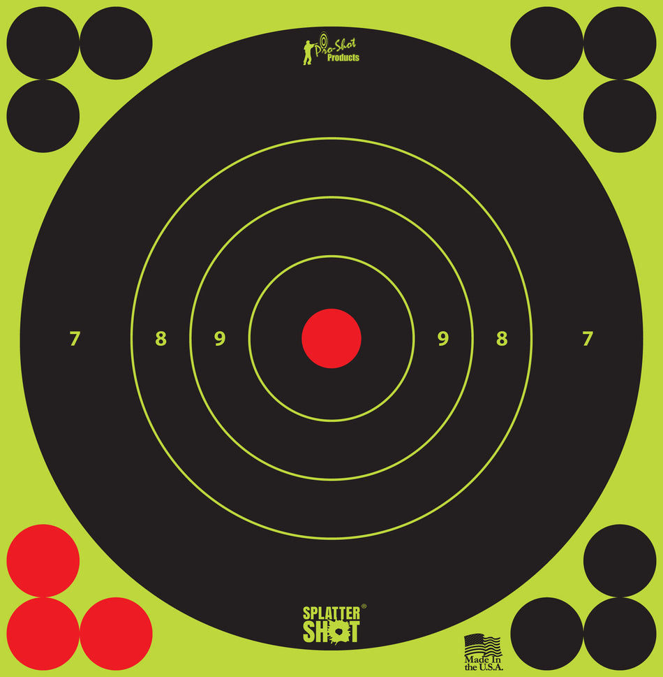 Pro-Shot SplatterShot Peel and Stick 6" Bullseye Target Black Green 12-Pack